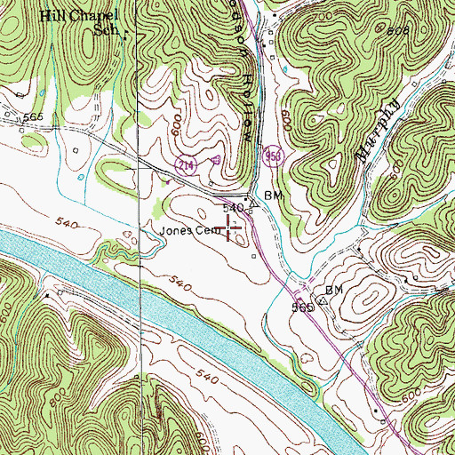 Topographic Map of Jones Cemetery, KY