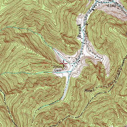 Topographic Map of Jones Cemetery, KY