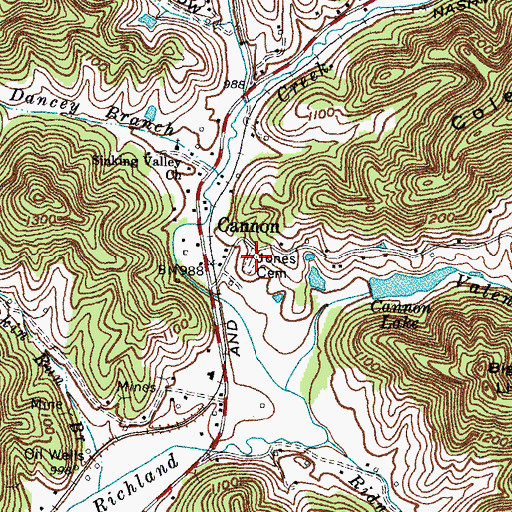 Topographic Map of Jones Cemetery, KY