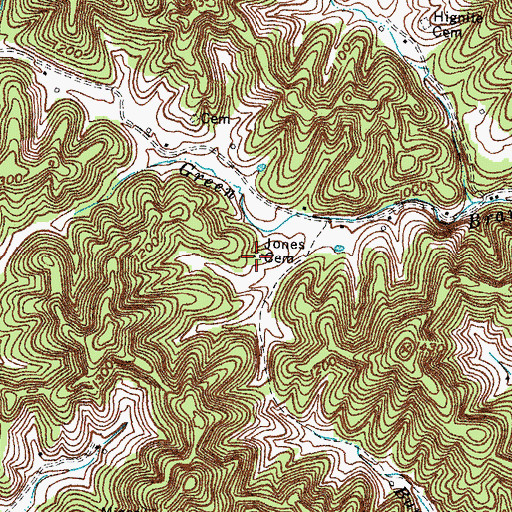 Topographic Map of Jones Cemetery, KY