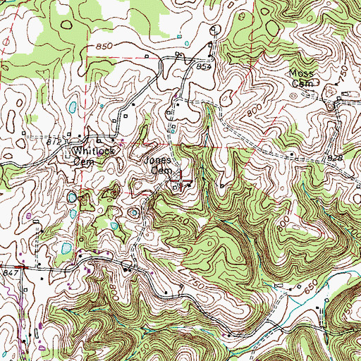 Topographic Map of Jones Cemetery, KY