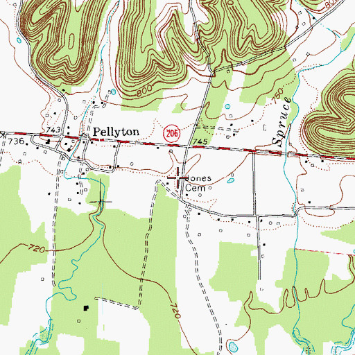Topographic Map of Jones Cemetery, KY