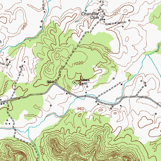 Topographic Map of Jones Cemetery, KY