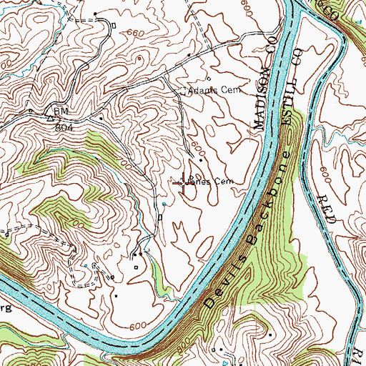 Topographic Map of Jones Cemetery, KY