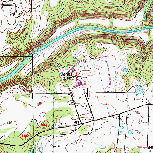 Topographic Map of Jones Cemetery, KY