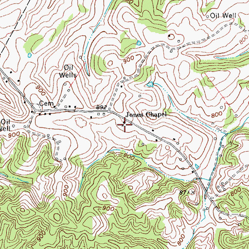 Topographic Map of Jones Chapel, KY