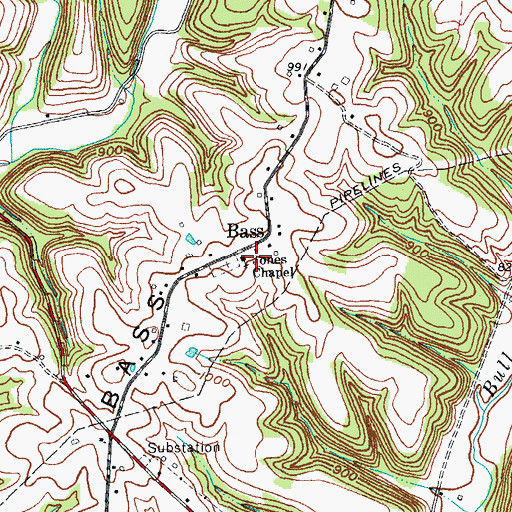 Topographic Map of Jones Chapel, KY