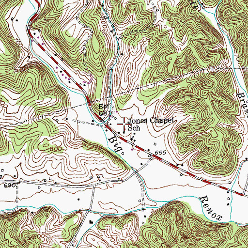 Topographic Map of Jones Chapel School, KY