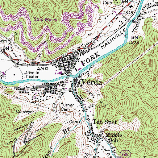 Topographic Map of Jones Creek, KY