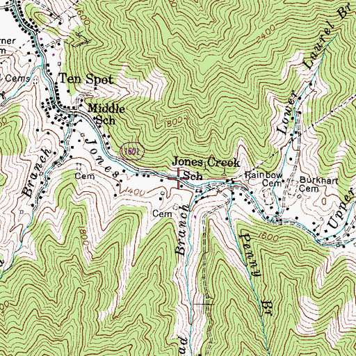 Topographic Map of Jones Creek School, KY