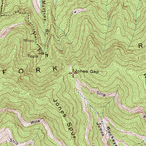 Topographic Map of Jones Gap, KY