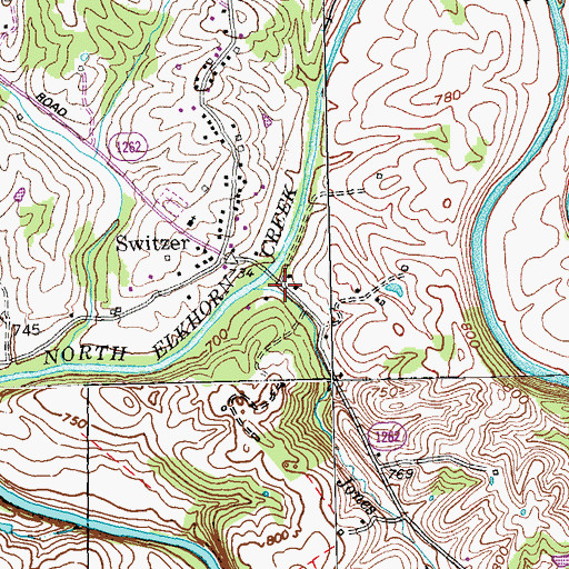 Topographic Map of Jones Lane Branch, KY