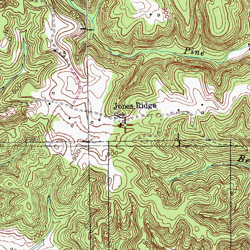 Topographic Map of Jones Ridge School, KY