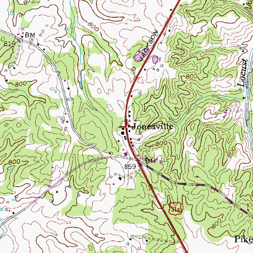 Topographic Map of Jonesville, KY