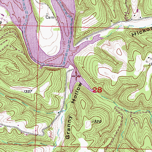 Topographic Map of Granny Hollow, AR
