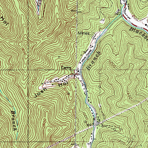 Topographic Map of Josh Hollow, KY