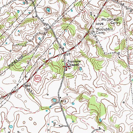 Topographic Map of Joyners Chapel Presbyterian Church, KY