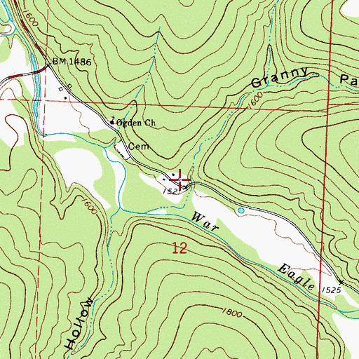 Topographic Map of Granny Paddin Hollow, AR