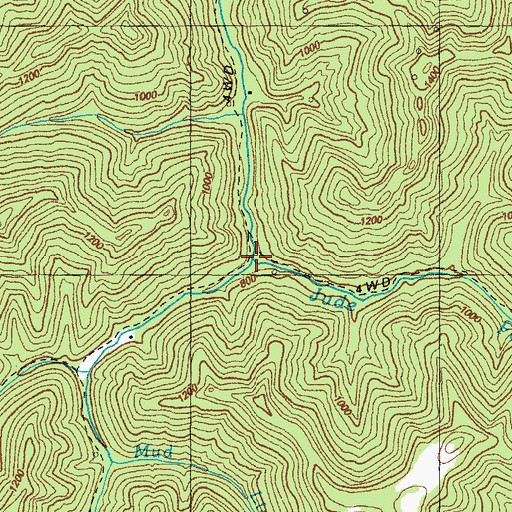 Topographic Map of Jude Fork, KY