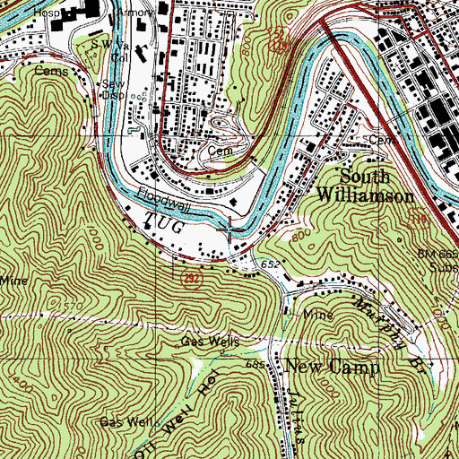 Topographic Map of Julius Branch, KY