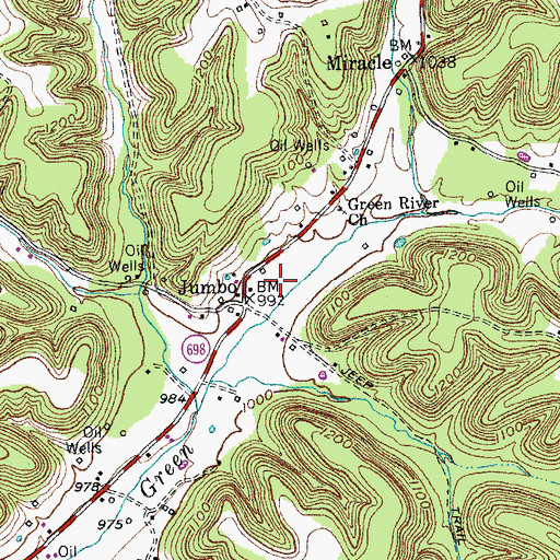 Topographic Map of Jumbo, KY