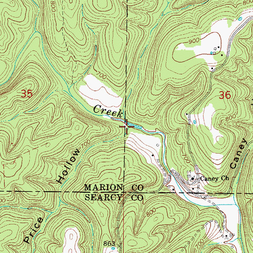 Topographic Map of Granny Price Hollow, AR