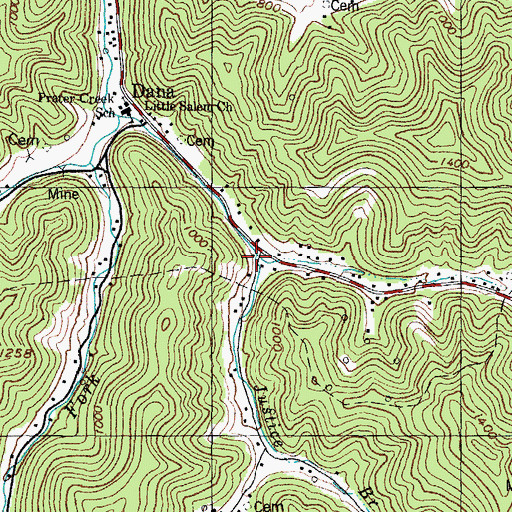 Topographic Map of Justice Branch, KY