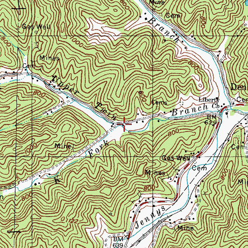 Topographic Map of K Fork, KY