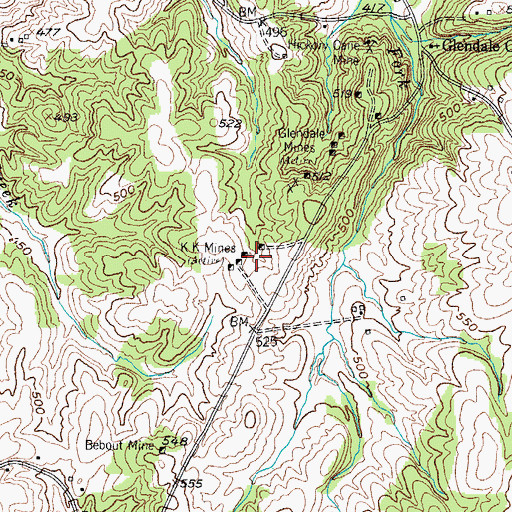 Topographic Map of K K Mines, KY