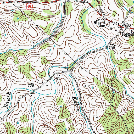 Topographic Map of Kales Branch, KY