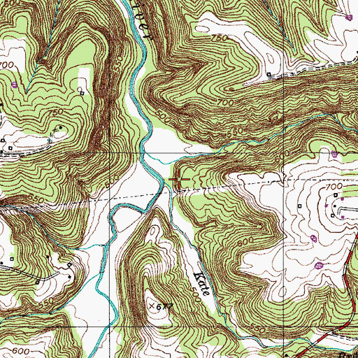 Topographic Map of Kate Branch, KY