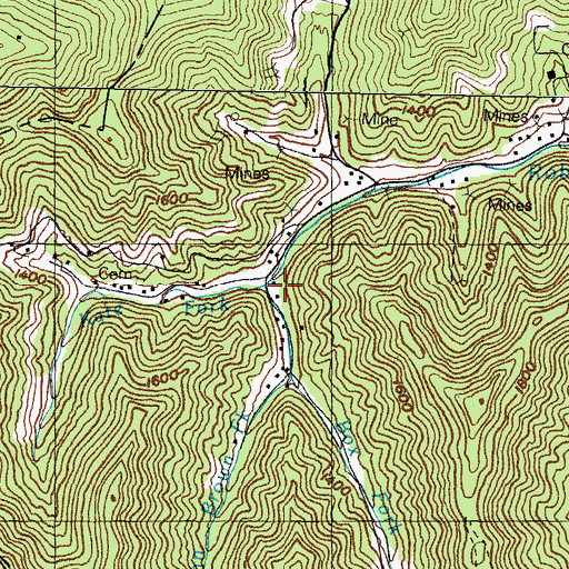 Topographic Map of Kate Fork, KY