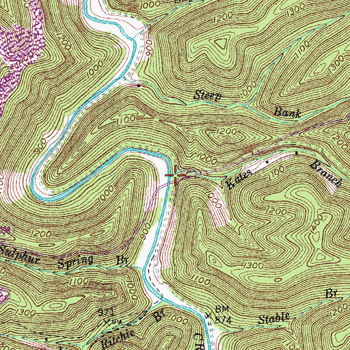 Topographic Map of Kates Branch, KY