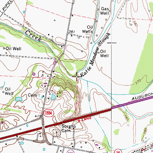 Topographic Map of Katie Meadow Slough, KY