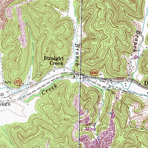 Topographic Map of Katy Branch, KY
