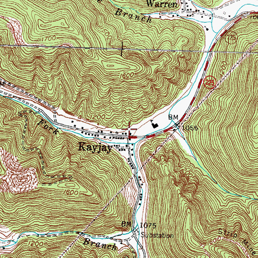 Topographic Map of Kayjay, KY
