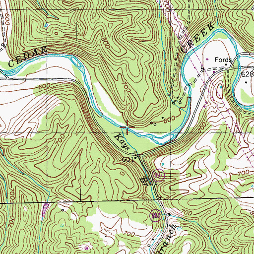 Topographic Map of Kays Branch, KY