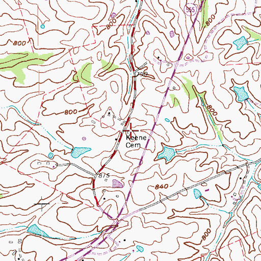 Topographic Map of Keene Cemetery, KY