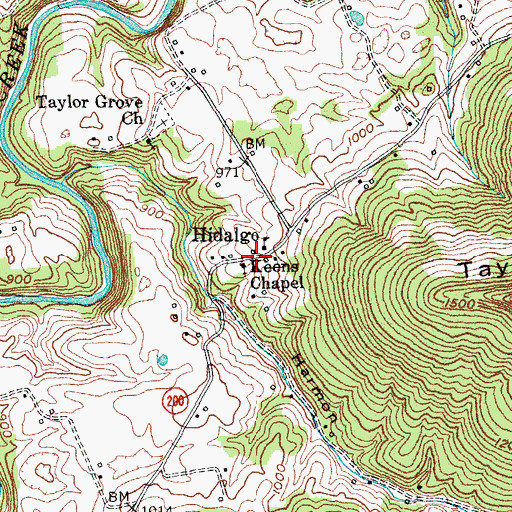 Topographic Map of Keens Chapel, KY