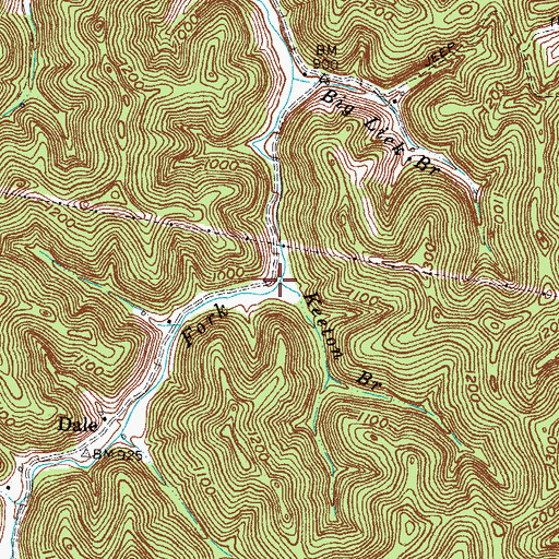 Topographic Map of Keeton Branch, KY