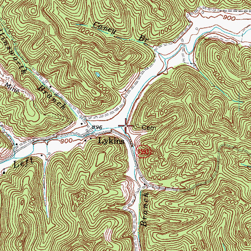 Topographic Map of Keeton Branch, KY