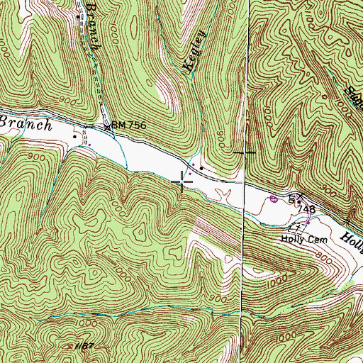 Topographic Map of Kegley Branch, KY