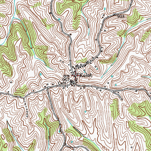Topographic Map of Kelat, KY