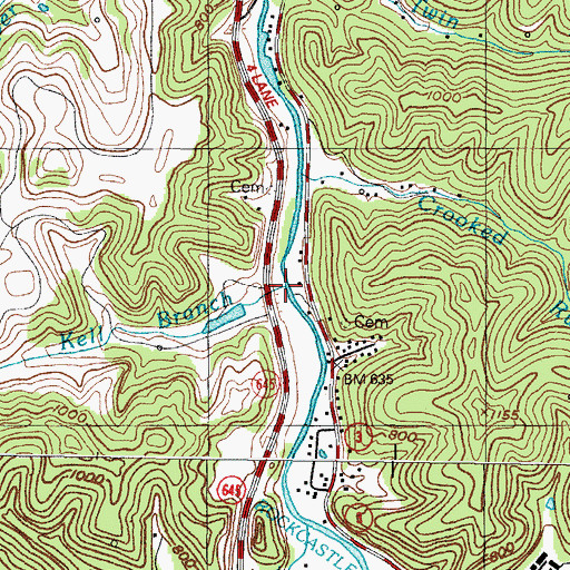 Topographic Map of Kell Branch, KY