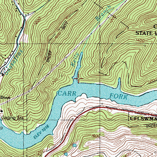 Topographic Map of Kelly Branch, KY