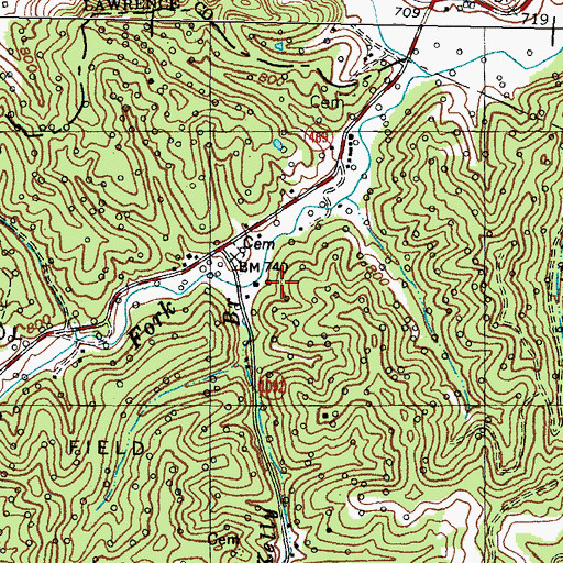 Topographic Map of Kelly Branch, KY