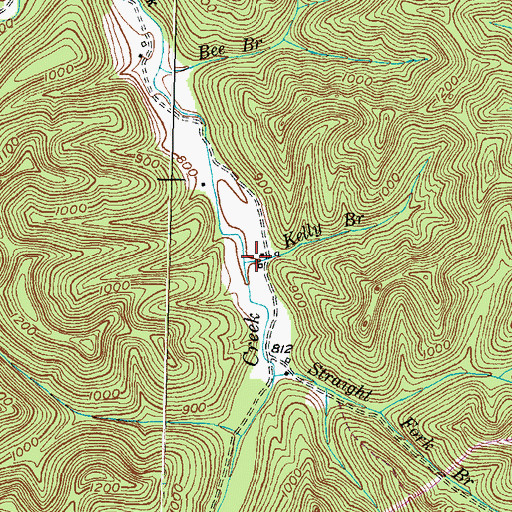 Topographic Map of Kelly Branch, KY