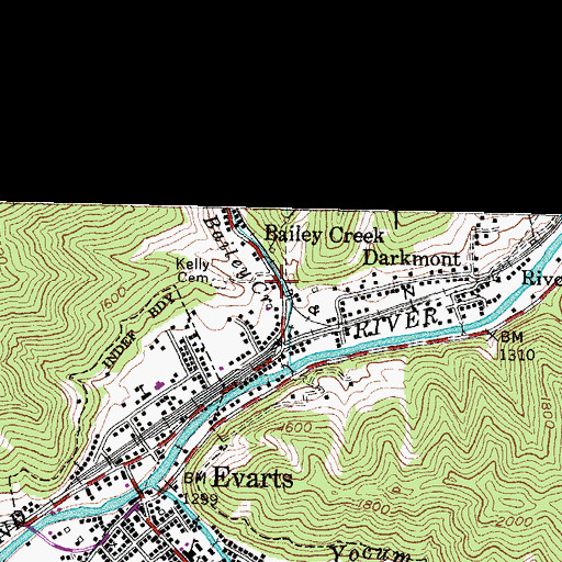 Topographic Map of Kelly Cemetery, KY