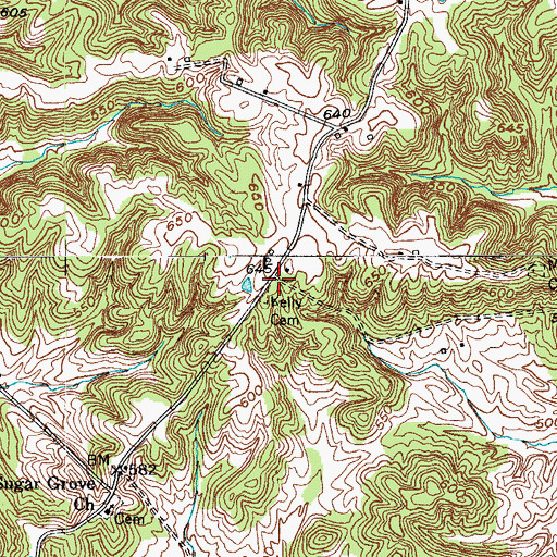 Topographic Map of Kelly Cemetery, KY
