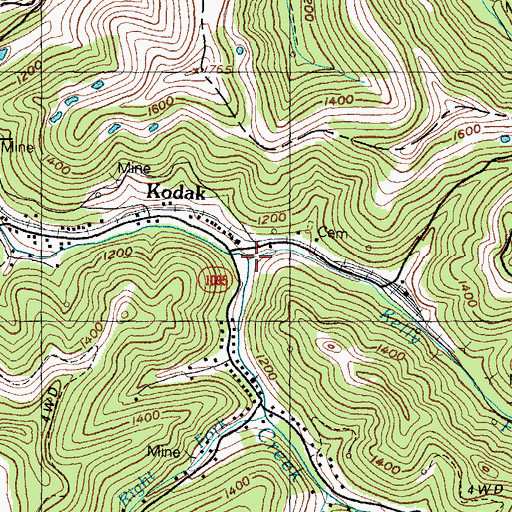 Topographic Map of Kelly Fork, KY